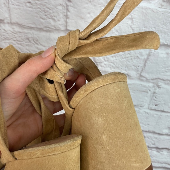 Schutz Tan Suede Monia Block Tie Heel Size 8B - Picture 5 of 9